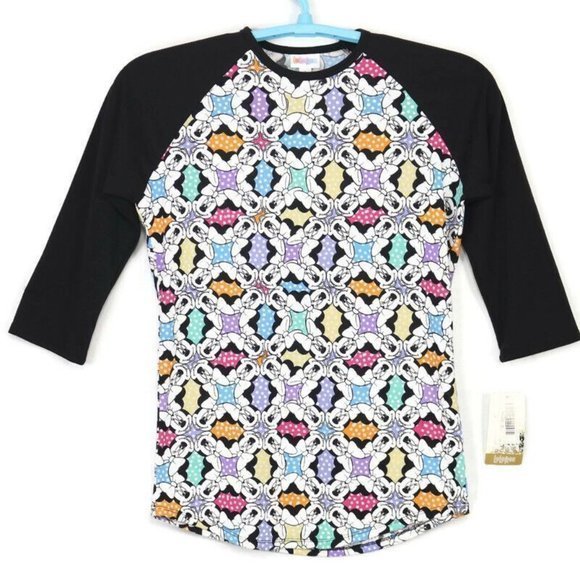 LuLaRoe Randy Baseball Shirt‎ T-Shirt Disney Minnie Mouse Black White S Small - Picture 1 of 10
